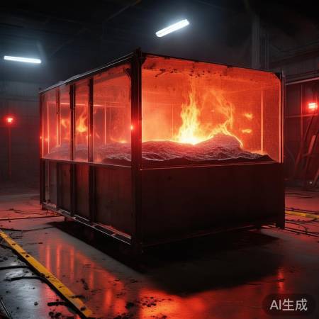 岩浆容器定期检查，安全警示。