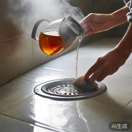 地漏白醋热水泡，污渍刷走不留痕