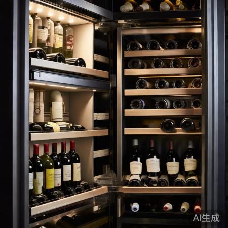 酒柜分区明亮，拿取便捷。