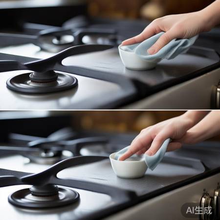 酒精软布修复燃气灶划痕