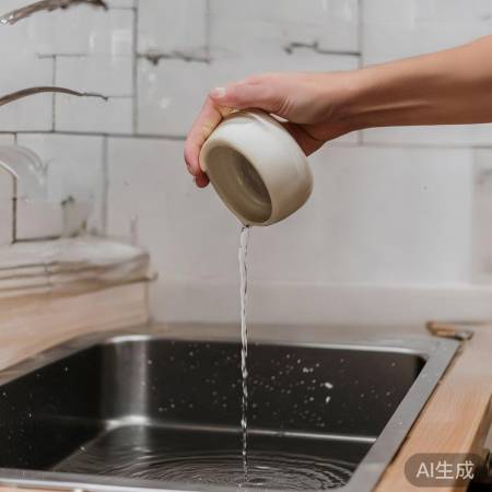 轻轻倒水入槽，轻柔防溅。