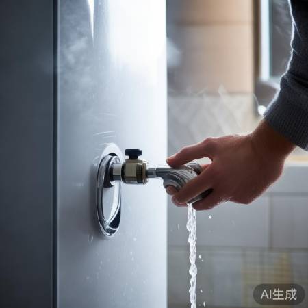 热水排阀开，洗浴器清洁。