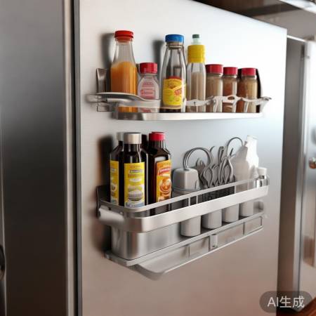 冰箱侧边磁吸置物架：打造高效厨房收纳新选择