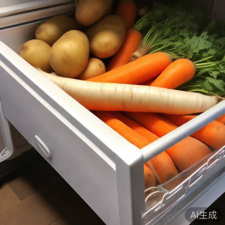 冰箱角落放蔬菜，通风防碰撞