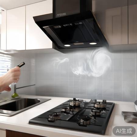 “华帝极客油烟机,一键除油烟”